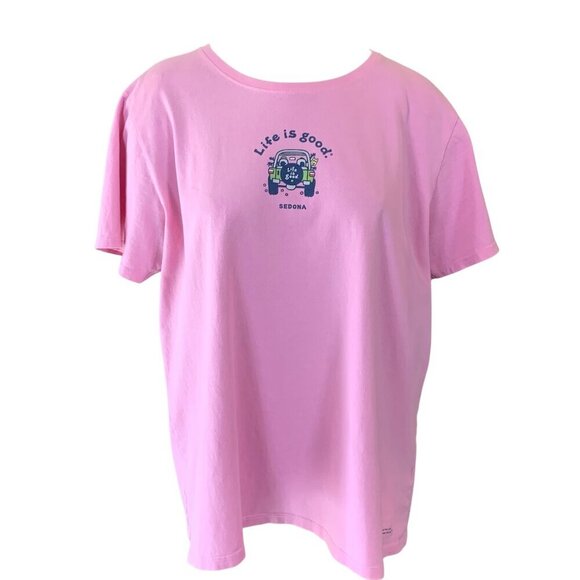 Life Is Good Graphic Tee/T-Shirt 100% Cotton Crew Neck Sz XXL Pink #339J - Picture 1 of 12